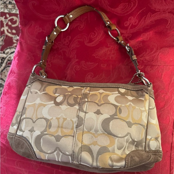 Coach #2172 tone Tan Signature shoulder bag with Leather Good Condition 12”x7” - Picture 2 of 9